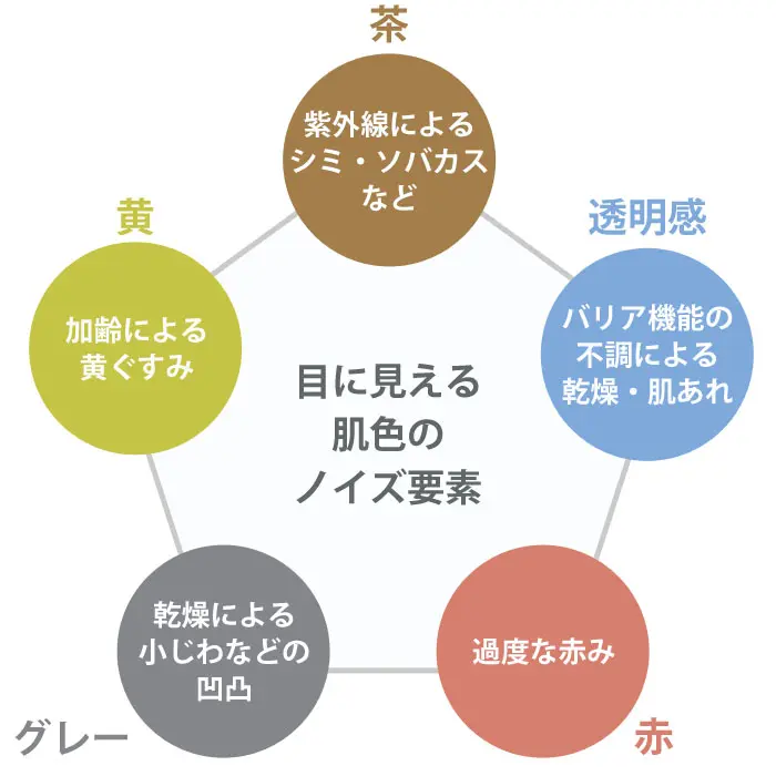 目に見える肌色のノイズ要素